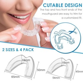 Gouttiere Dentaire Bruxisme, Lot de 4 protège-dents, Protecteurs Buccaux pour Bruxisme, Protecteurs Buccaux, 2 Tailles Anti G