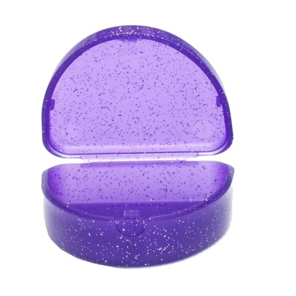 Étui de protection orthodontique fin pour prothèse dentaire Violet pailleté