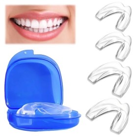 Gouttiere Dentaire Bruxisme, Protecteurs Buccaux de 2 Tailles, 4Pcs Protege Dent Nuit Moulables avec Boîte de Rangement, Prot
