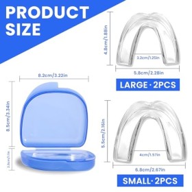 Gouttiere Dentaire Bruxisme, Protecteurs Buccaux de 2 Tailles, 4Pcs Protege Dent Nuit Moulables avec Boîte de Rangement, Prot
