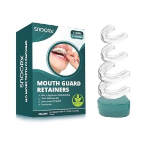 SNOORX Lot de 4 protège-dents authentiques UK de 3 mm et 6 mm dépaisseur pour le grincement des dents, les retenues, le brux