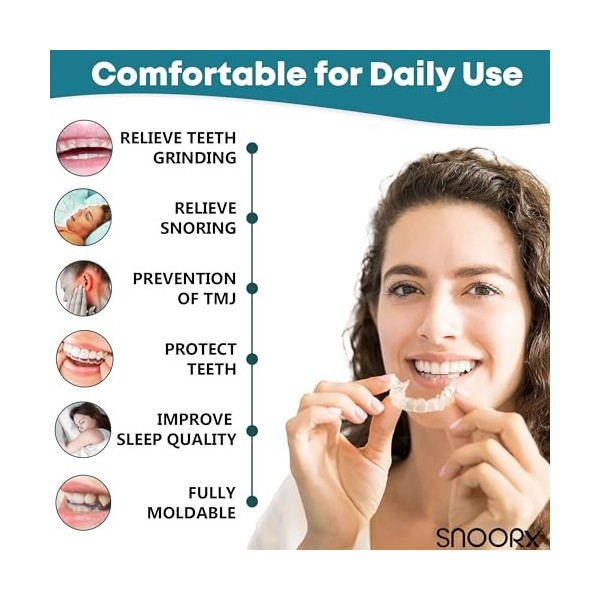 SNOORX Lot de 4 protège-dents authentiques UK de 3 mm et 6 mm dépaisseur pour le grincement des dents, les retenues, le brux