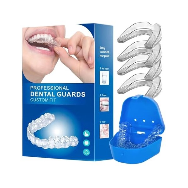 Queue de nuit pour grincement des dents, protège-dents, attelle à mordre pour la nuit 4 pièces, réutilisable Utilisé pour réd