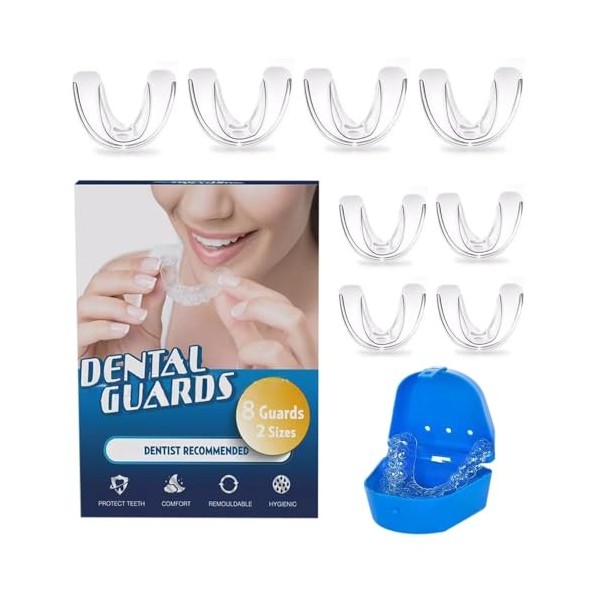 TOEECY Protege Dent 8 Pièces 2 Tailles Bruxisme Protège Grincements de Dents Orthese Anti Ronflement Efficace Améliore La Qua