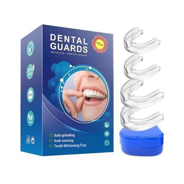 4 Pièces Gouttiere Dentaire Bruxisme, Protege Dent Bruxisme, Protège-Dents Réutilisable, Gouttiere Pour Dent Sans Bpa, Proteg