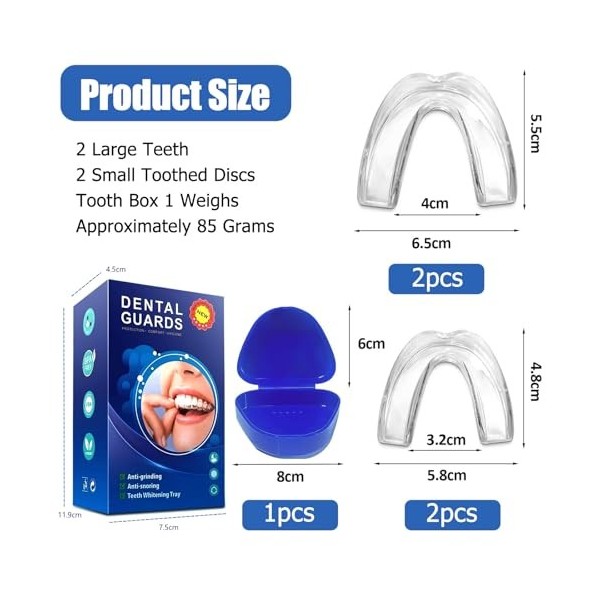 4 Pièces Gouttiere Dentaire Bruxisme, Protege Dent Bruxisme, Protège-Dents Réutilisable, Gouttiere Pour Dent Sans Bpa, Proteg