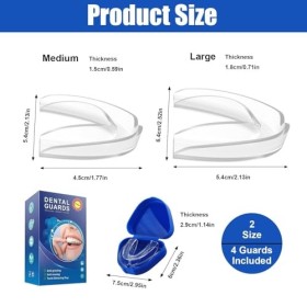 Lot de 4 protège-dents pour grincement des dents, apnée du sommeil et blanchiment des dents, bouclier des gencives confortabl