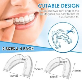 Lot de 4 Gouttiere Dentaire Bruxisme,2 Tailles Gouttiere pour Dent,Mouth Guard for Grinding Teeth,Protecteurs Buccaux,Orthese