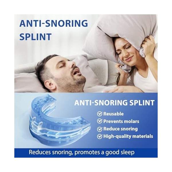 Gouttière Anti Ronflement, Anti Ronflement Efficace, Réutilisable Protections Buccales Efficaces Contre le Ronflement, Hommes