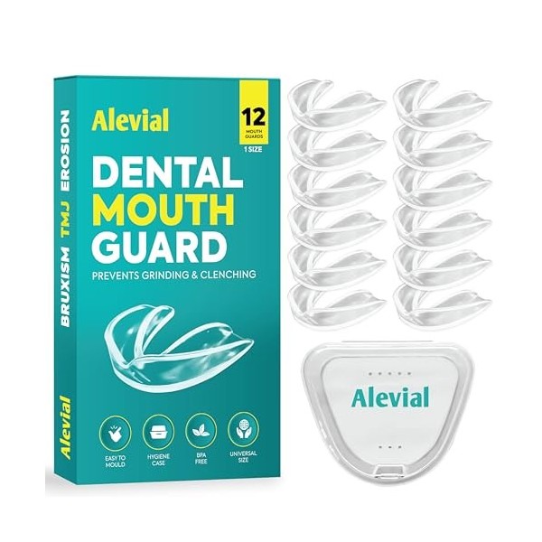 Lot de 12 protège-dents dentaires pour le grincement des dents pour dormir avec étui dhygiène, empêche et traite le bruxisme