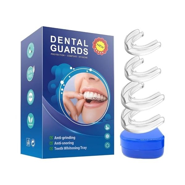 Gouttiere Dentaire Bruxisme, 4Pcs Protecteurs Buccaux, Protege Dent Bruxisme, Gouttiere pour Dent Sans BPA, Protege Dent Nuit