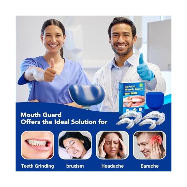 Gouttiere Dentaire Bruxisme, 4Pcs Protecteurs Buccaux, Protege Dent Bruxisme, Gouttiere pour Dent Sans BPA, Protege Dent Nuit