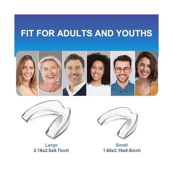 Lot de 4 protège-dents pour grincer les dents la nuit, protège-dents réutilisables pour grincer les dents, protège-dents de n