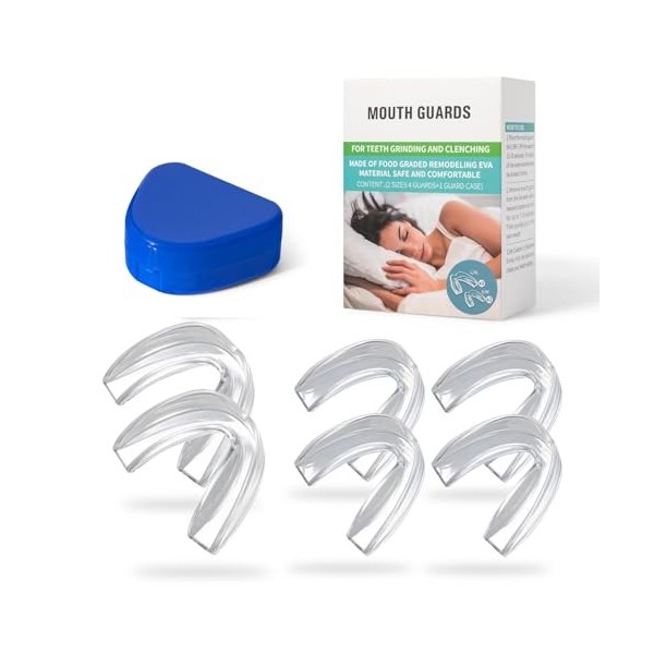 Lot de 6 protège-dents pour grincement des dents, ajustement parfait en EVA de qualité alimentaire, empêche le bruxisme de se