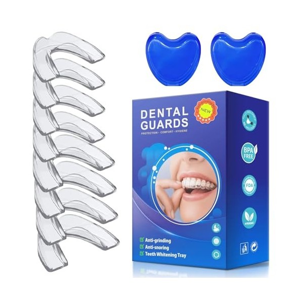 Lot de 8 rails de morsure de nuit, rail de grincement de nuit, rail de ronflement, adapté pour soutenir le sommeil et