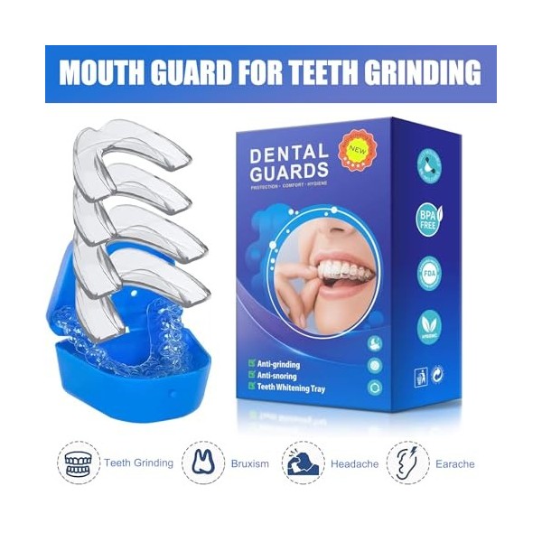 Lot de 8 rails de morsure de nuit, rail de grincement de nuit, rail de ronflement, adapté pour soutenir le sommeil et