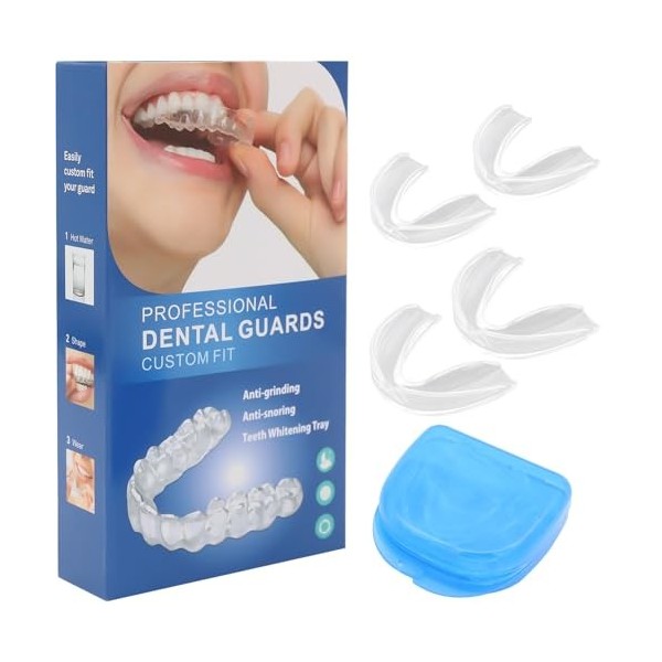 Gouttiere Dentaire Bruxisme 4Pcs Teeth Grinding Mouth Guard, Protege Dent Bruxisme, Gouttiere pour Dent Sans BP pour Bruxism,