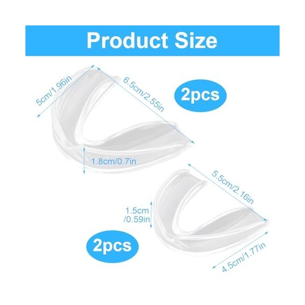 Gouttiere Dentaire Bruxisme 4Pcs Teeth Grinding Mouth Guard, Protege Dent Bruxisme, Gouttiere pour Dent Sans BP pour Bruxism,