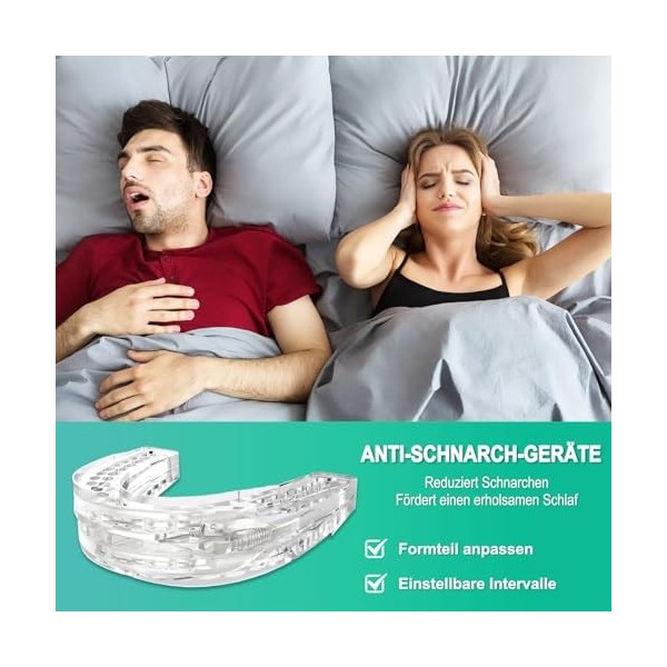 2 Gouttière Anti Ronflement, Réutilisable Protège-dents anti-ronflement, Solutions efficaces pour des nuits paisibles, Hommes
