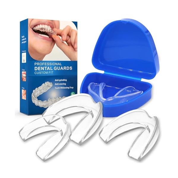 4 Pièces Gouttiere Dentaire Bruxisme, 2 Tailles Goutiere Dentaire Anti Bruxisme, Protege Dent Nuit, Protecteurs Buccaux, Amél