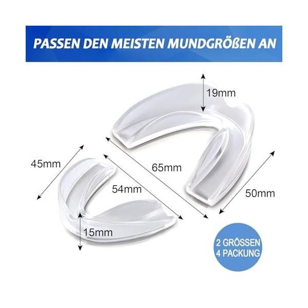4 Pièces Gouttiere Dentaire Bruxisme, 2 Tailles Goutiere Dentaire Anti Bruxisme, Protege Dent Nuit, Protecteurs Buccaux, Amél