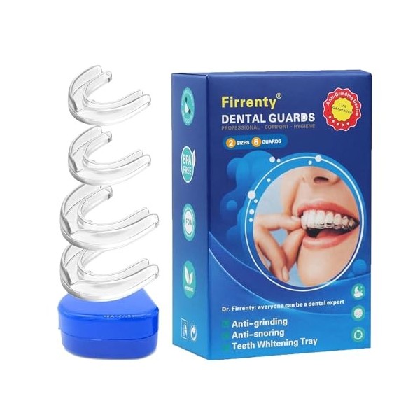 Senshuomy Lot de 4 protège-dents pour le grincement des dents, anti-grincement pour dormir la nuit, protège-dents réutilisabl