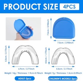 Lot de 4 protège-dents pour le grincement des dents, protège-dents pour dormir, 2 tailles pour adultes, protège-dents pour br