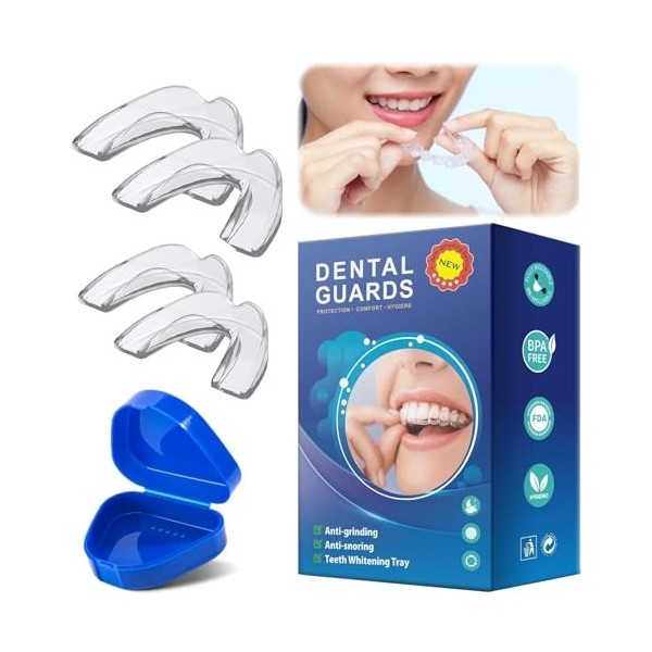 YALiya 4 Pièces Gouttiere pour Dent, Protège-Dents Sport avec Boîte Portable, pour Hommes&Femmes