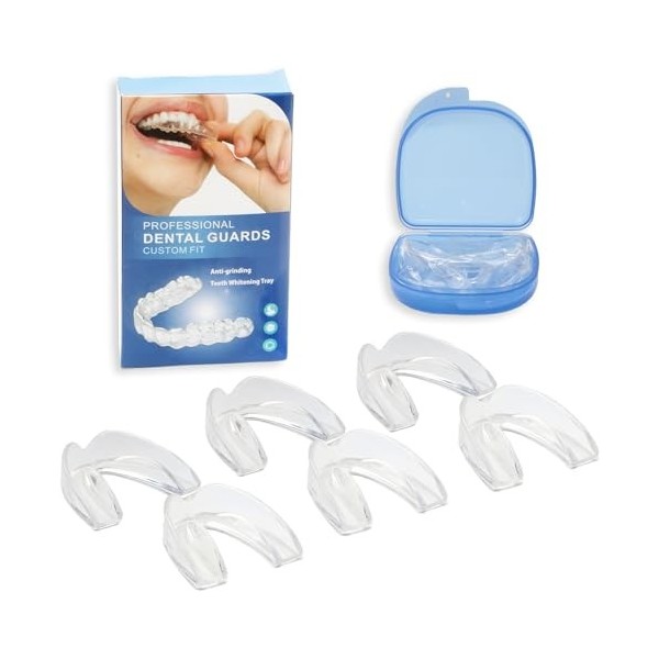 Protège-dents pour grincement des dents, lot de 6 embouts moulables en 2 tailles, attelle anti-ronflement