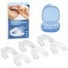 Protège-dents pour grincement des dents, lot de 6 embouts moulables en 2 tailles, attelle anti-ronflement