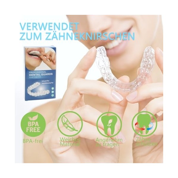 Protège-dents pour grincement des dents, lot de 6 embouts moulables en 2 tailles, attelle anti-ronflement