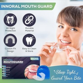 Innoral Lot de 4 protège-dents dentaires pour grincement des dents de nuit TMJ, bruxisme, protège-dents moulables pour dormir