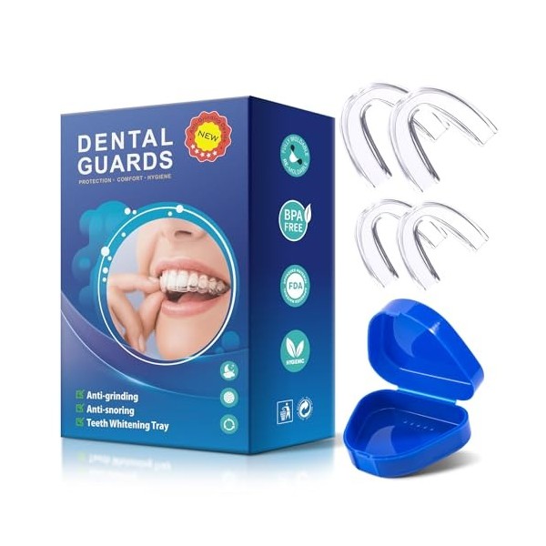 BTkviseQat 4 Attelles de Morsure Pour Éviter le Grincement Des Dents, Attelle de Ronflement