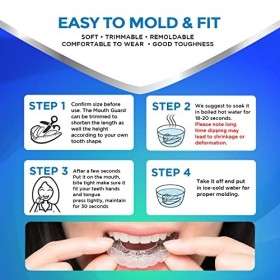 EIRSTY - Lot de 3 protège-dents malléables taille unique pour le grincement des dents, le bruxisme, le claquement, le sport