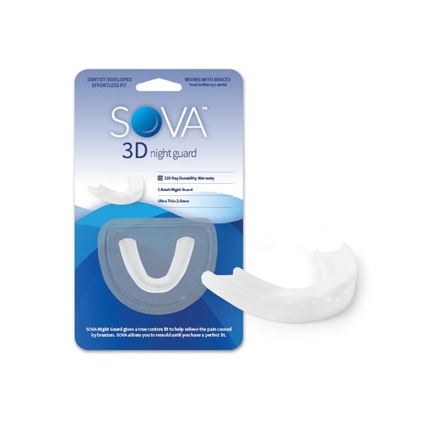 SOVA Night Guard - Gouttiere Dentaire Nocturne pour le Bruxisme - Protège-dents sur mesure - épaisseur de 1,6 mm - sans odeur