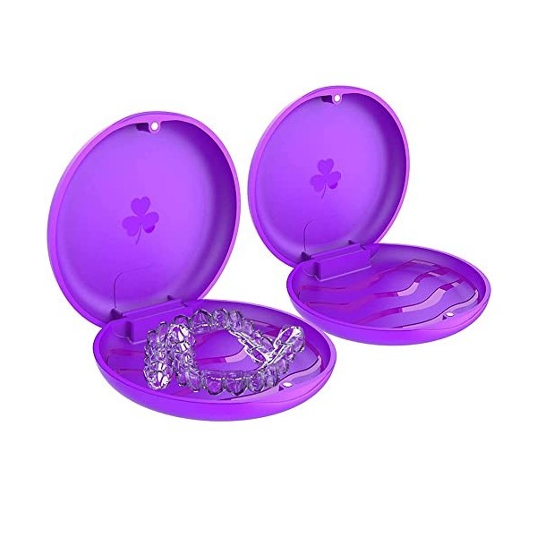Lot de 2 boîtiers de retenue orthodontiques solides violet 