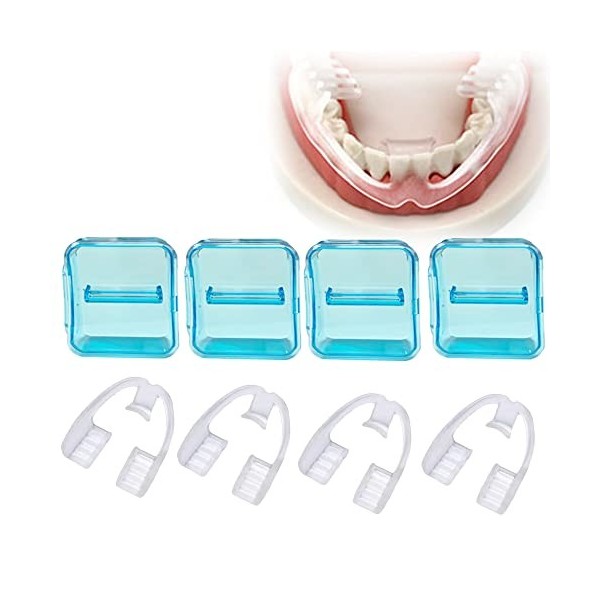 Hain Lot de 4 protège-dents pour bruxisme, TMJ, ronflement, convient aussi pour la boxe, la crosse, le basket-ball, etc
