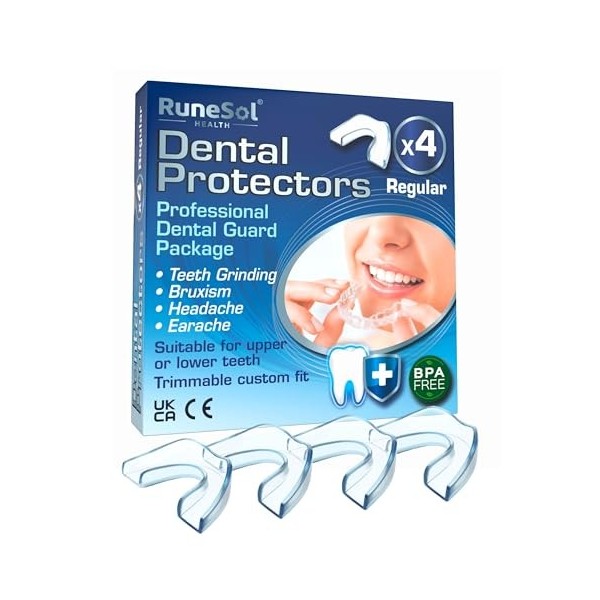 Runesol Goutiere Dentaire Bruxisme, 12 x Régulier Gouttiere pour Dent, Protecteurs Buccaux pour Bruxisme Adulte, Gouttieres p