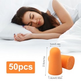 Lot de 50 paires de bouchons doreilles anti-bruit pour dormir - En mousse ultra douce - Réduction du bruit - Convient pour u