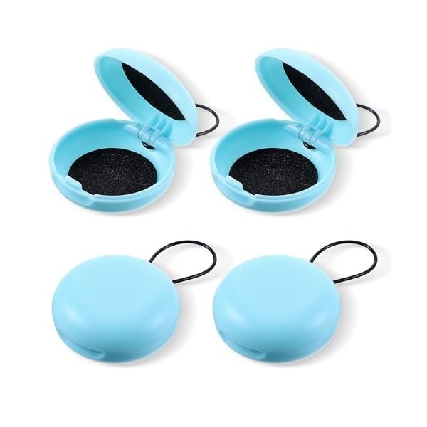 Lot de 4 étuis pour bouchons doreille ronds avec porte-clés - Petit étui de transport pour bouchons doreilles de voyage - M