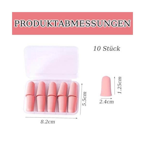 Lot de 10 bouchons doreille en mousse souple, rose, pour dormir et se concentrer, forme ovale et noyau souple et amortissant