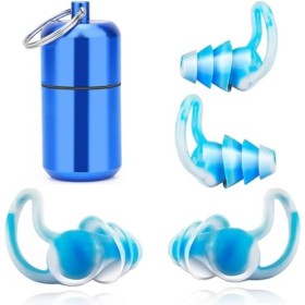 Lot de 2 paires de bouchons doreille en silicone pour dormir, ronflement, travail et étude, voyage, natation Bleu