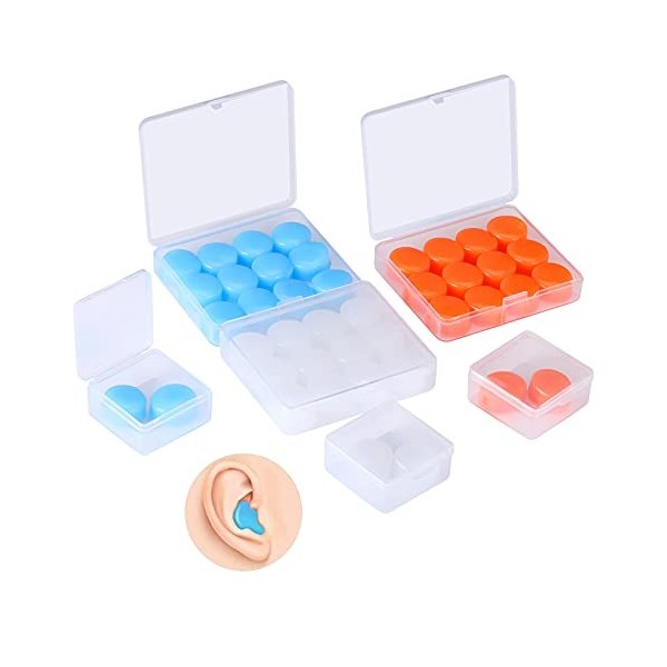 Lot de 21 paires de bouchons doreilles réutilisables en silicone malléables pour la natation, le sommeil, le ronflement, lé