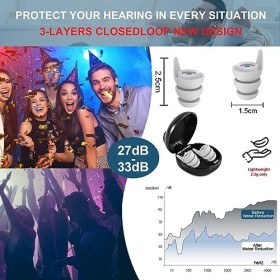 SUGERU Lot de 2 paires de bouchons doreilles 3D en silicone souple - Pour dormir, réutilisables et lavables - Pour dormir, a