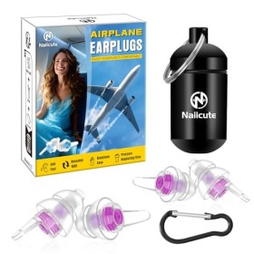 Lot de 2 paires de bouchons doreille avion - Sans douleur - Réutilisables - Équilibrage de la pression dans lavion - Pour a