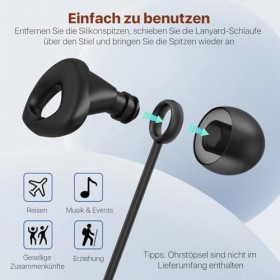 Lot de 2 câbles de connexion pour bouchons doreille - Cordon en silicone flexible - Fonctionne avec la plupart des bouchons 