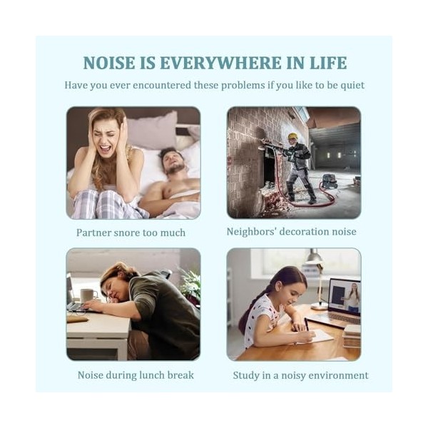 Saleependent 2 Paires Bouchon dOreille pour Dormir, Réutilisable et Lavable