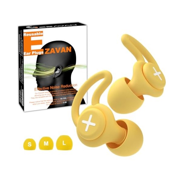 Ezavan Bouchons doreilles pour dormir, compatibles avec Side Sleep Comfort Fit, en silicone, réutilisables, pour la réductio ...