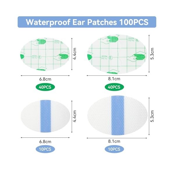 Lot de 100 autocollants imperméables jetables pour oreilles de bébé