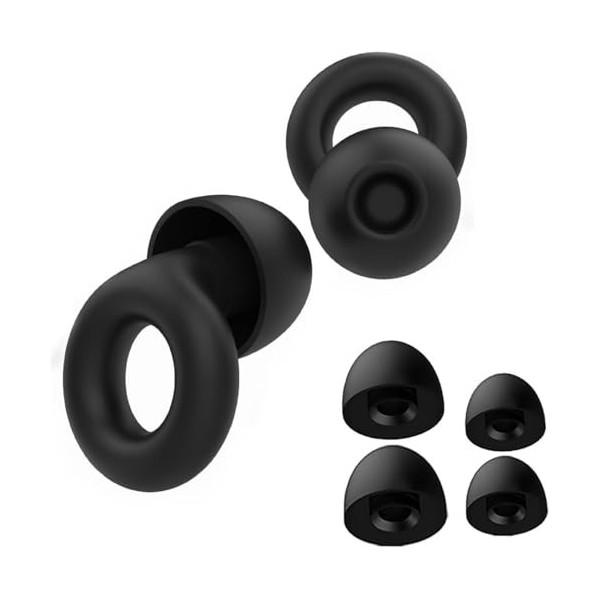 Bouchons doreille réutilisables en silicone pour rencontres sociales, travail, conversations et sensibilité au bruit, noir